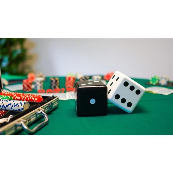 Jumbo Dice Decor, Set of 2, Natural Wood Decorations with Black and White Colors - Picture 3 of 6